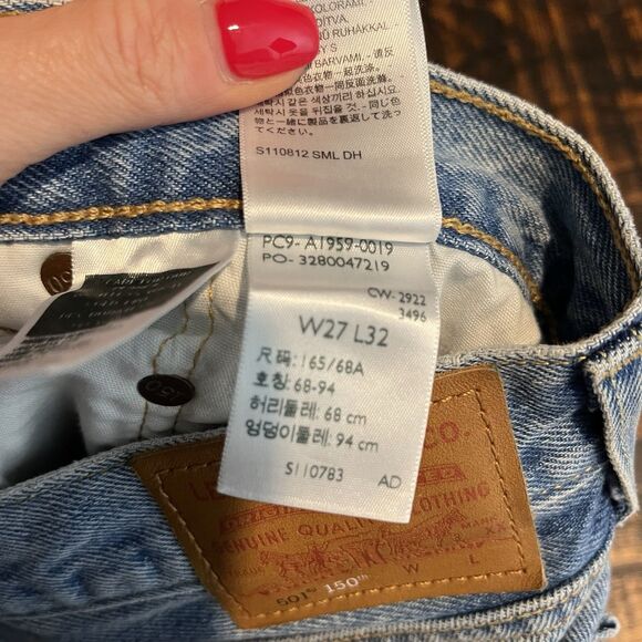 Levi's Blue Patchwork Straight Leg Jeans - Picture 8 of 11